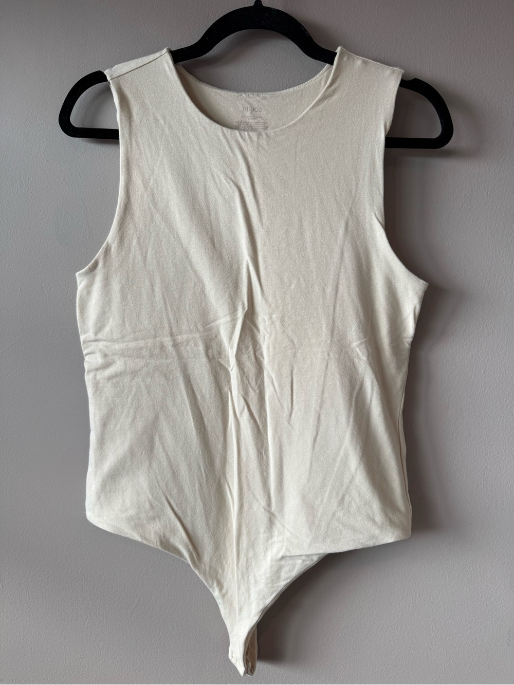 Nuuds Nude High Neck Cotton Modal Spandex Blend Thong Bodysuit Size Large